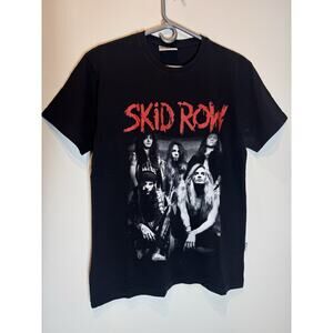 Vintage Skid Row Band T Shirt Black Tour Tee Size Mens Small Double Sided Rare